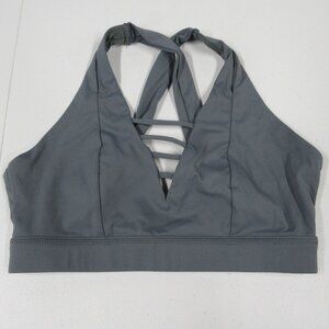 Born Primitive Sports Bra Women Small Gray Cage V Neck Front Workout Gym